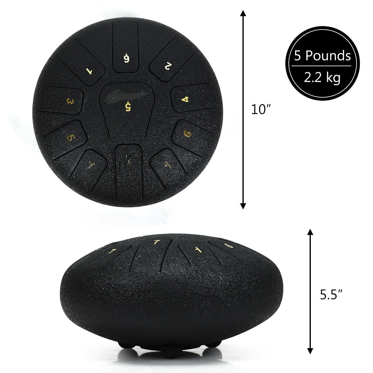 10" Steel Tongue Drum w/ Bag Mallets &amp; Finger Picks childrensterritory