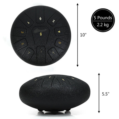 10" Steel Tongue Drum w/ Bag Mallets &amp; Finger Picks childrensterritory