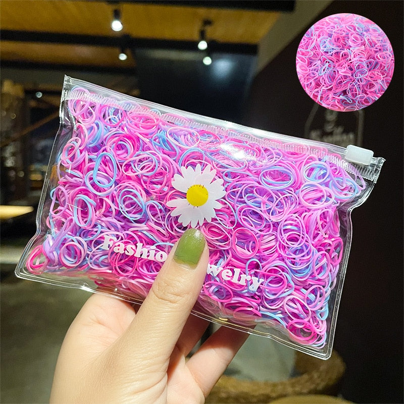 1000Pcs/Pack Colorful Disposable Ponytail Holder for Girls childrensterritory