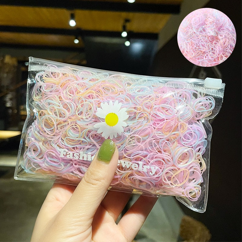 1000Pcs/Pack Colorful Disposable Ponytail Holder for Girls childrensterritory