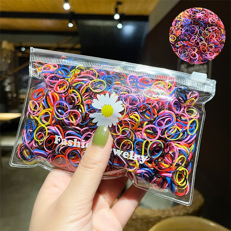 1000Pcs/Pack Colorful Disposable Ponytail Holder for Girls childrensterritory