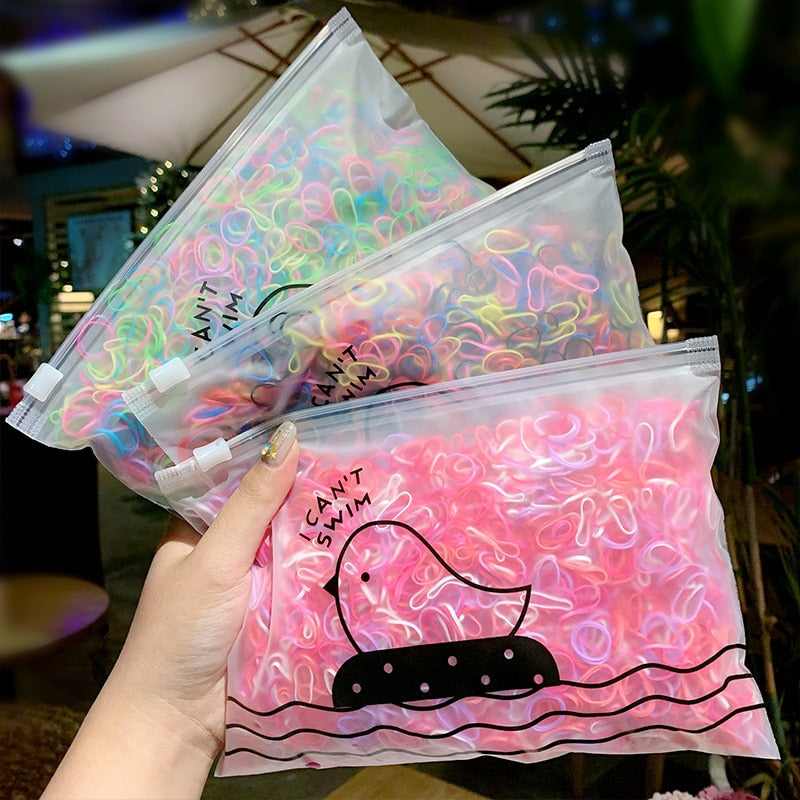 1000Pcs/Pack Colorful Disposable Ponytail Holder for Girls childrensterritory