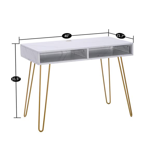 103x55x80cm Marble Computer/Study Table W/ Iron Foot childrensterritory