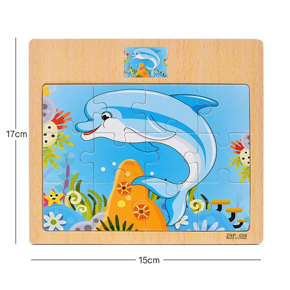 12/9 PCS Wooden Cartoon Animals Puzzle Toys childrensterritory
