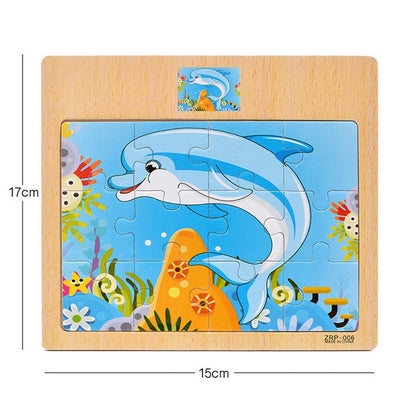 12/9 PCS Wooden Cartoon Animals Puzzle Toys childrensterritory