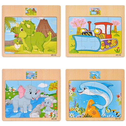 12/9 PCS Wooden Cartoon Animals Puzzle Toys childrensterritory