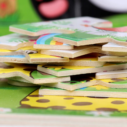 12/9 PCS Wooden Cartoon Animals Puzzle Toys childrensterritory