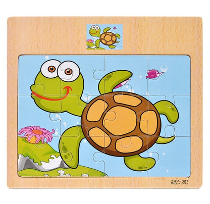 12/9 PCS Wooden Cartoon Animals Puzzle Toys childrensterritory