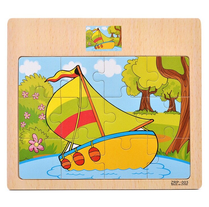 12/9 PCS Wooden Cartoon Animals Puzzle Toys childrensterritory