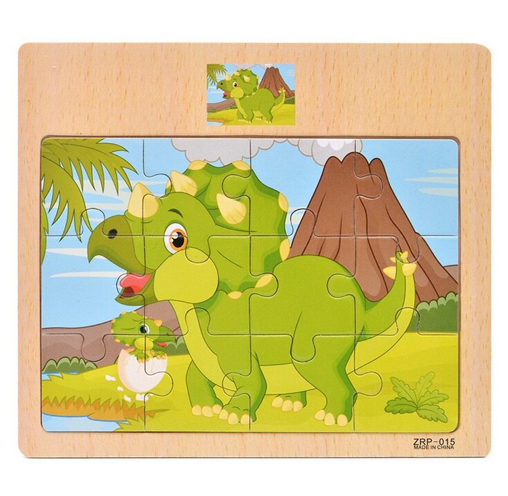 12/9 PCS Wooden Cartoon Animals Puzzle Toys childrensterritory