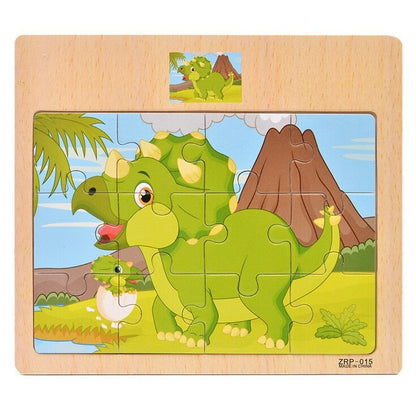 12/9 PCS Wooden Cartoon Animals Puzzle Toys childrensterritory