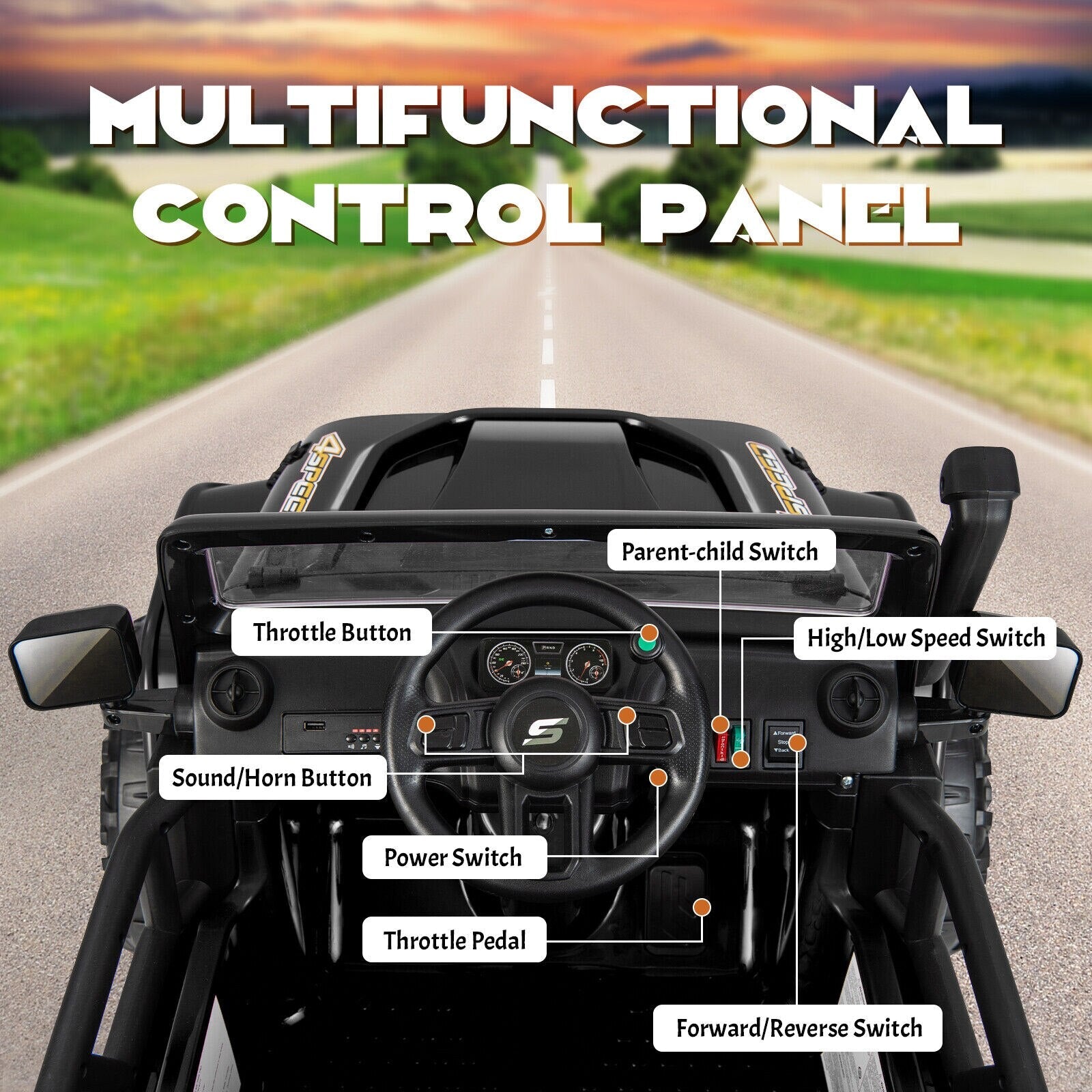 12V 10AH Parent-Child Ride On Remote Car w/Light &amp; Music childrensterritory