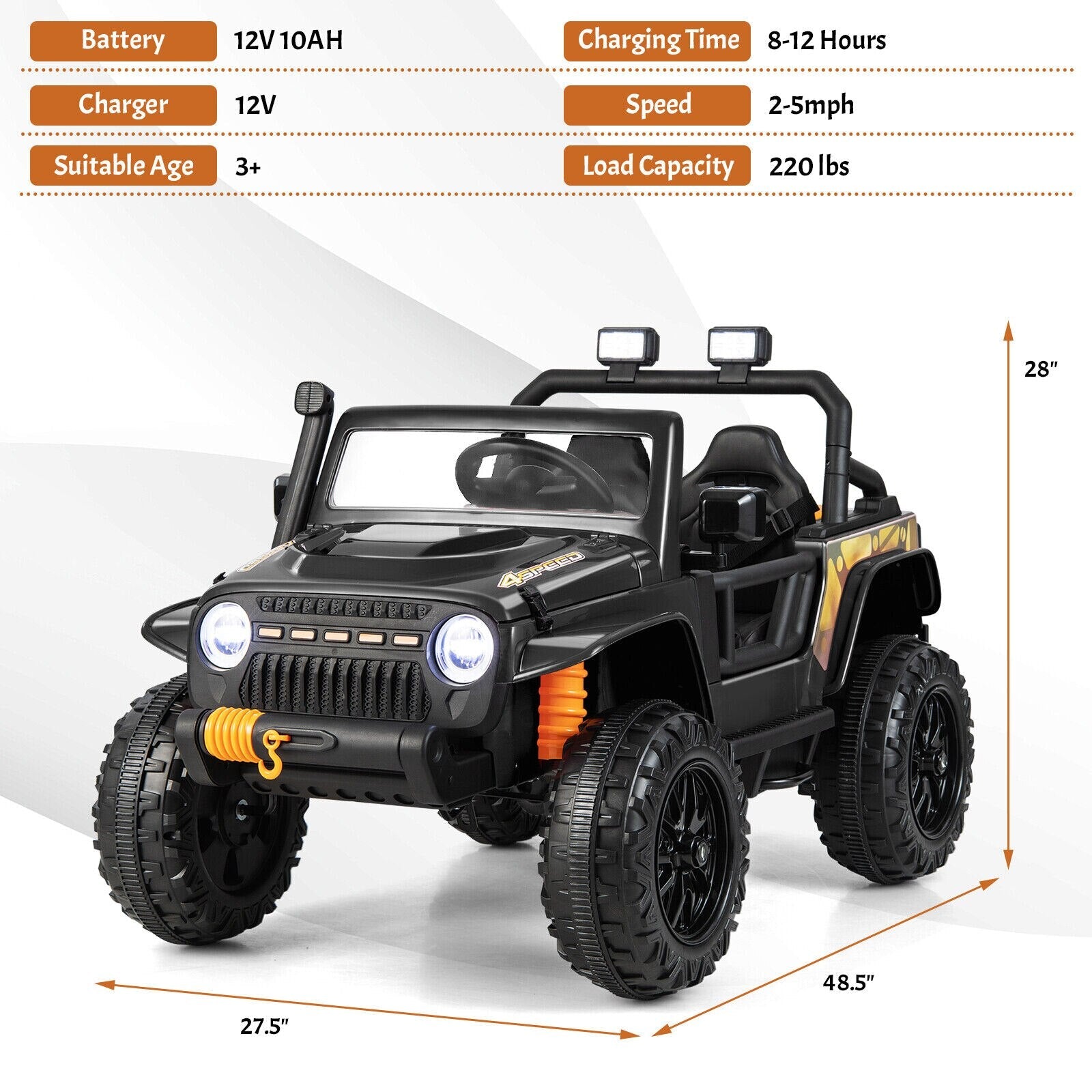 12V 10AH Parent-Child Ride On Remote Car w/Light &amp; Music childrensterritory