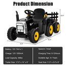 12V Kids Remote Control Ride-on Tractor with Trailer childrensterritory