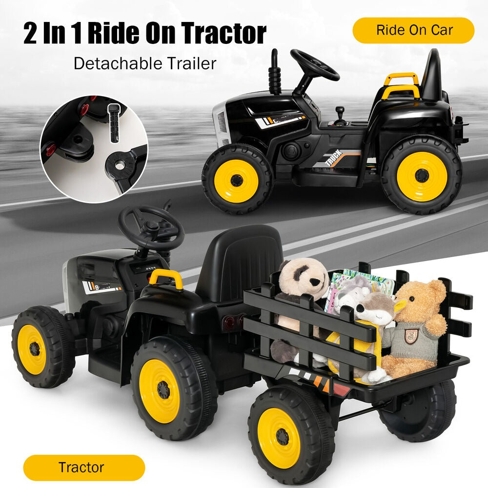 12V Kids Remote Control Ride-on Tractor with Trailer childrensterritory
