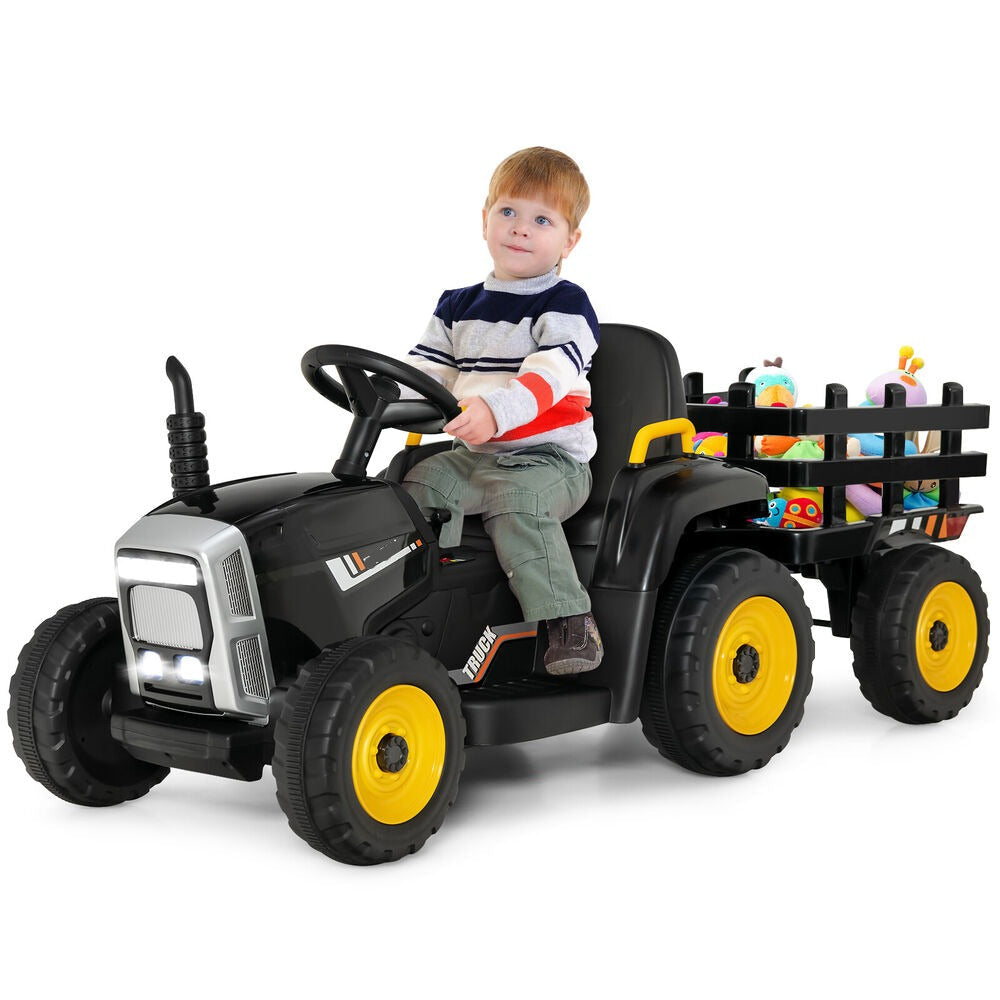 12V Kids Remote Control Ride-on Tractor with Trailer childrensterritory