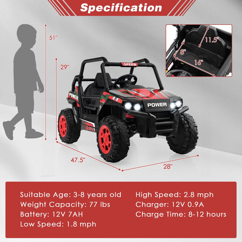 12V Kids Ride On RC UTV Electric Off-Road Truck childrensterritory