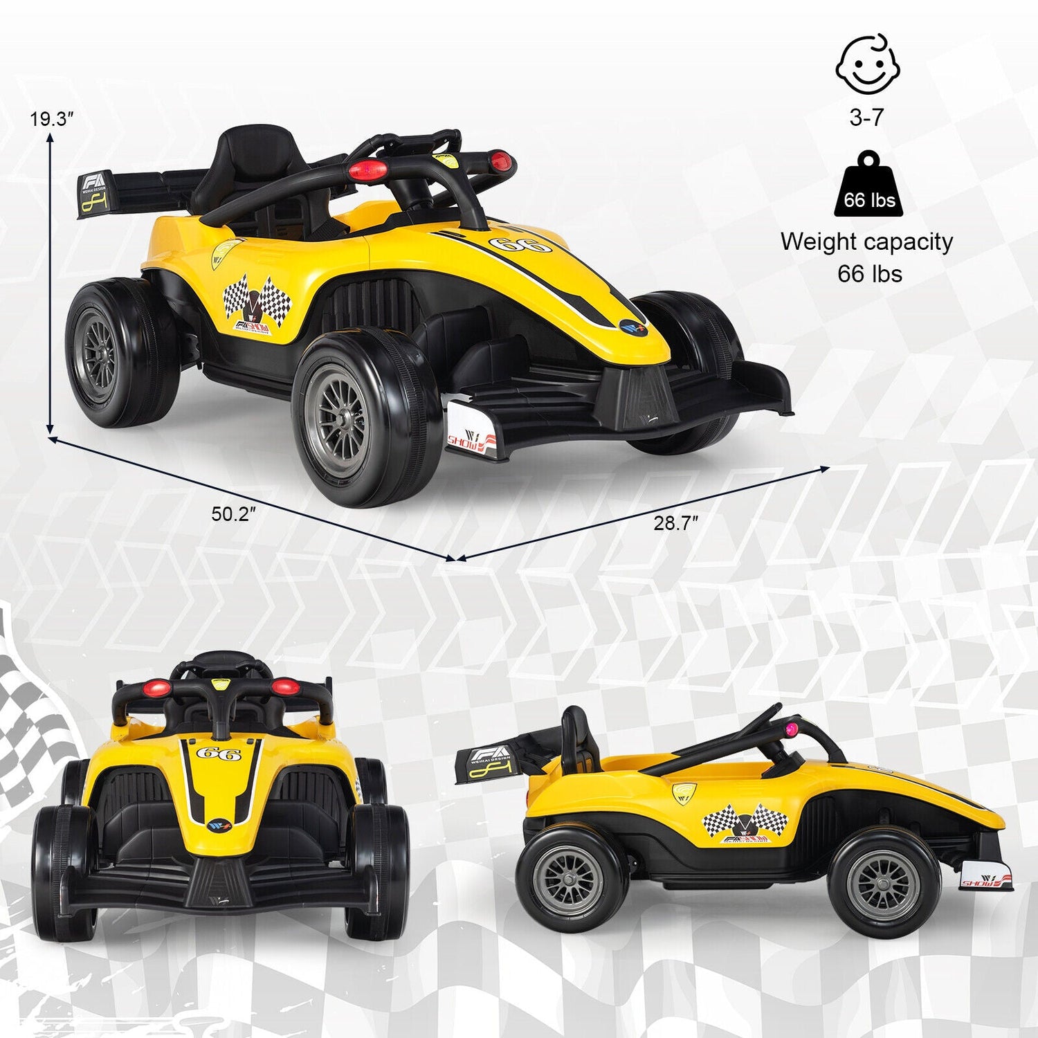 12V Kids Ride on Electric Racing Car w/ MP3 &amp; Lights childrensterritory