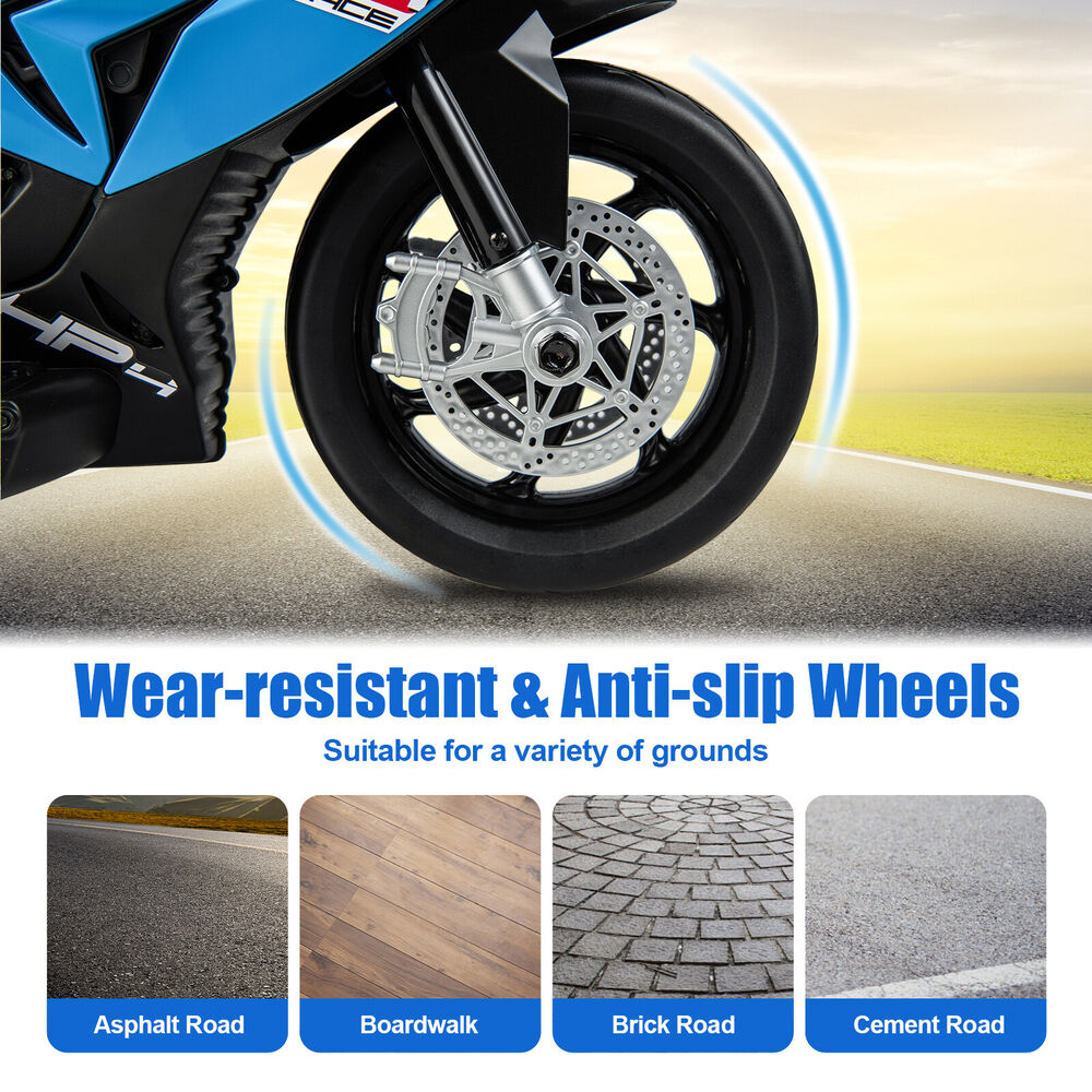 12V Kids Ride on Non-Slip Wheels Motorcycle w/LED Headlights childrensterritory