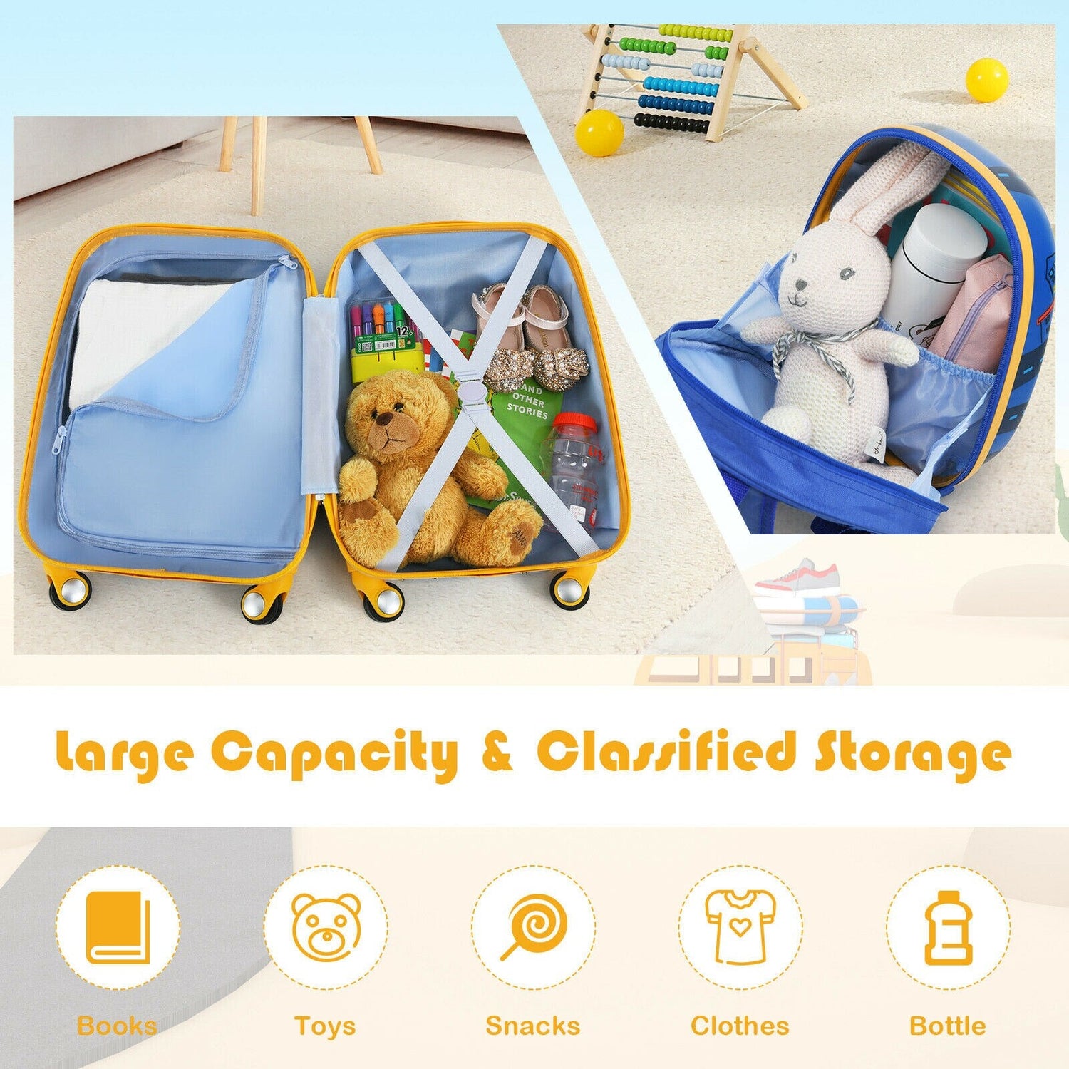 18" Kids Carry On Luggage Set w/ 18" Backpack childrensterritory