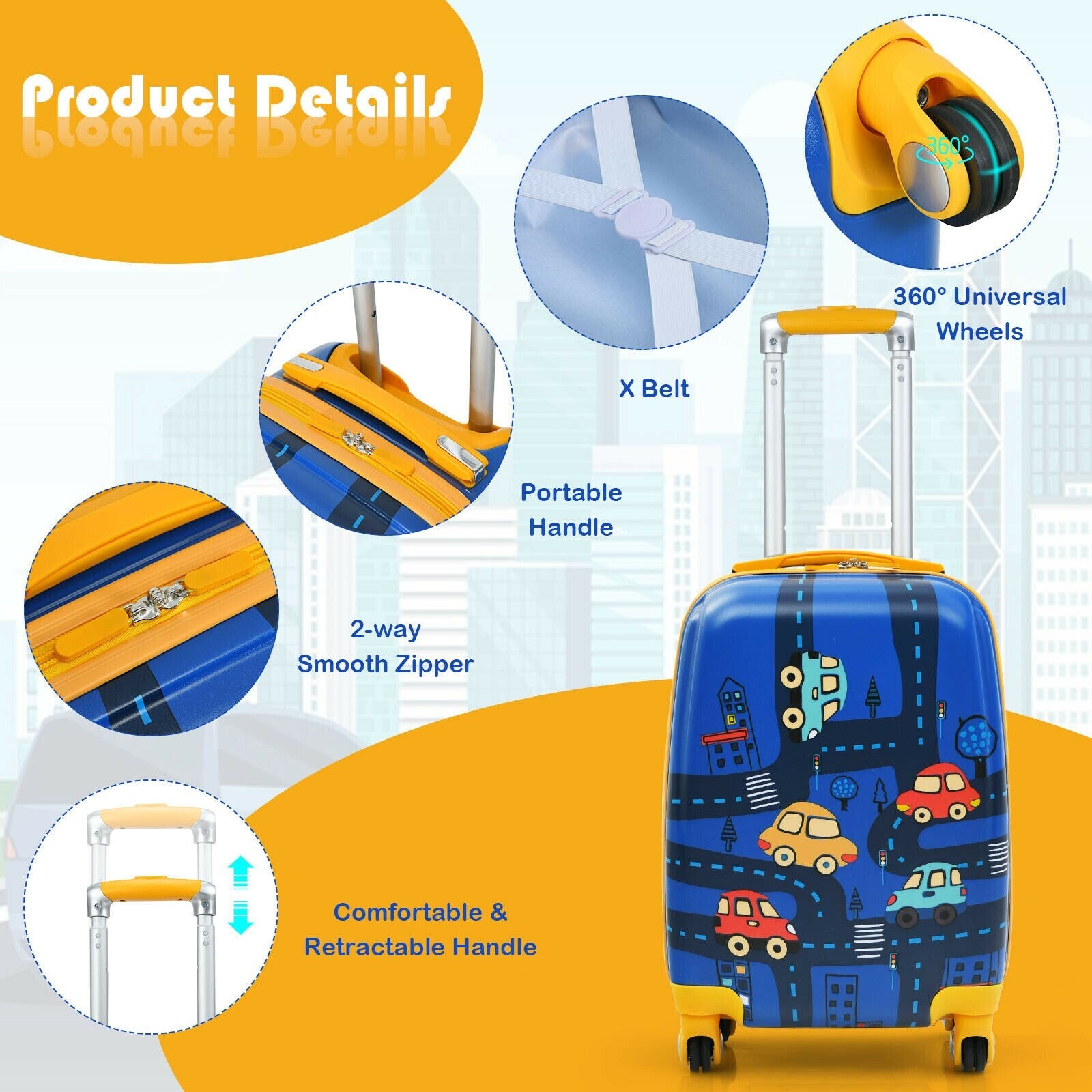 18" Kids Carry On Luggage Set w/ 18" Backpack childrensterritory