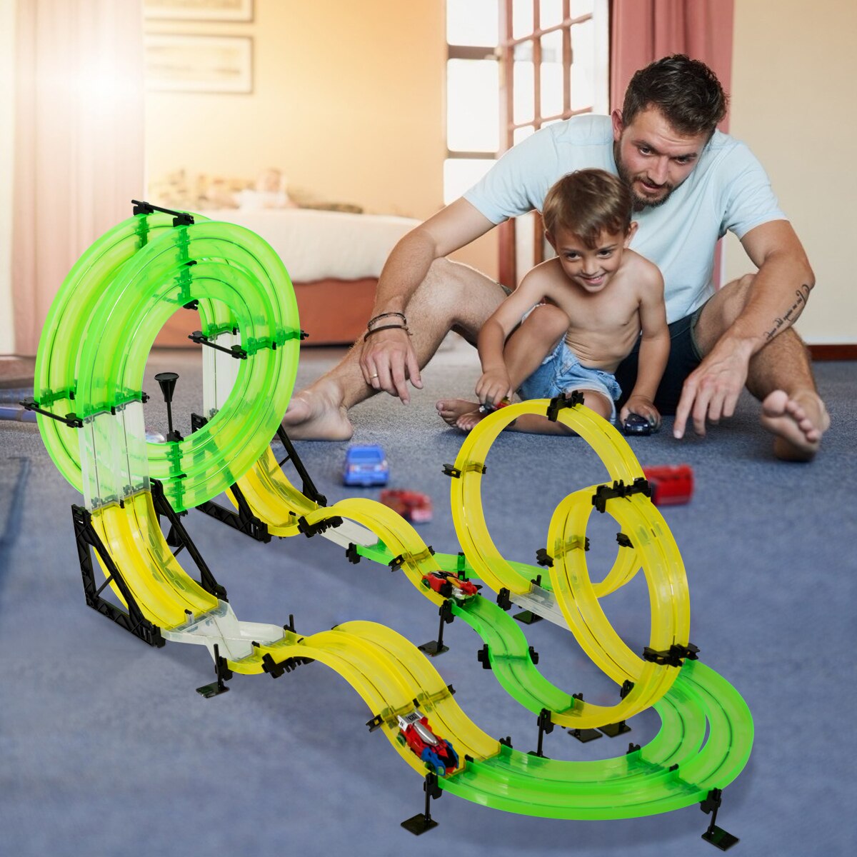 28.5ft Racing Car Rail Track Set Toy for Kids childrensterritory