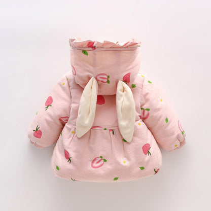 2PCS Baby Girls Floral Printed Hooded Parkas+Bag childrensterritory