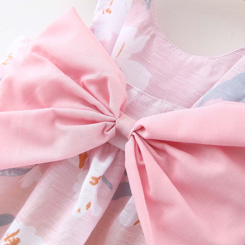 2Pcs Baby Girls Casual Floral Summer Dress+Hat childrensterritory