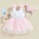 2Pcs Sleeveless Rabbits Printed Easter Dress for Infant Girls childrensterritory