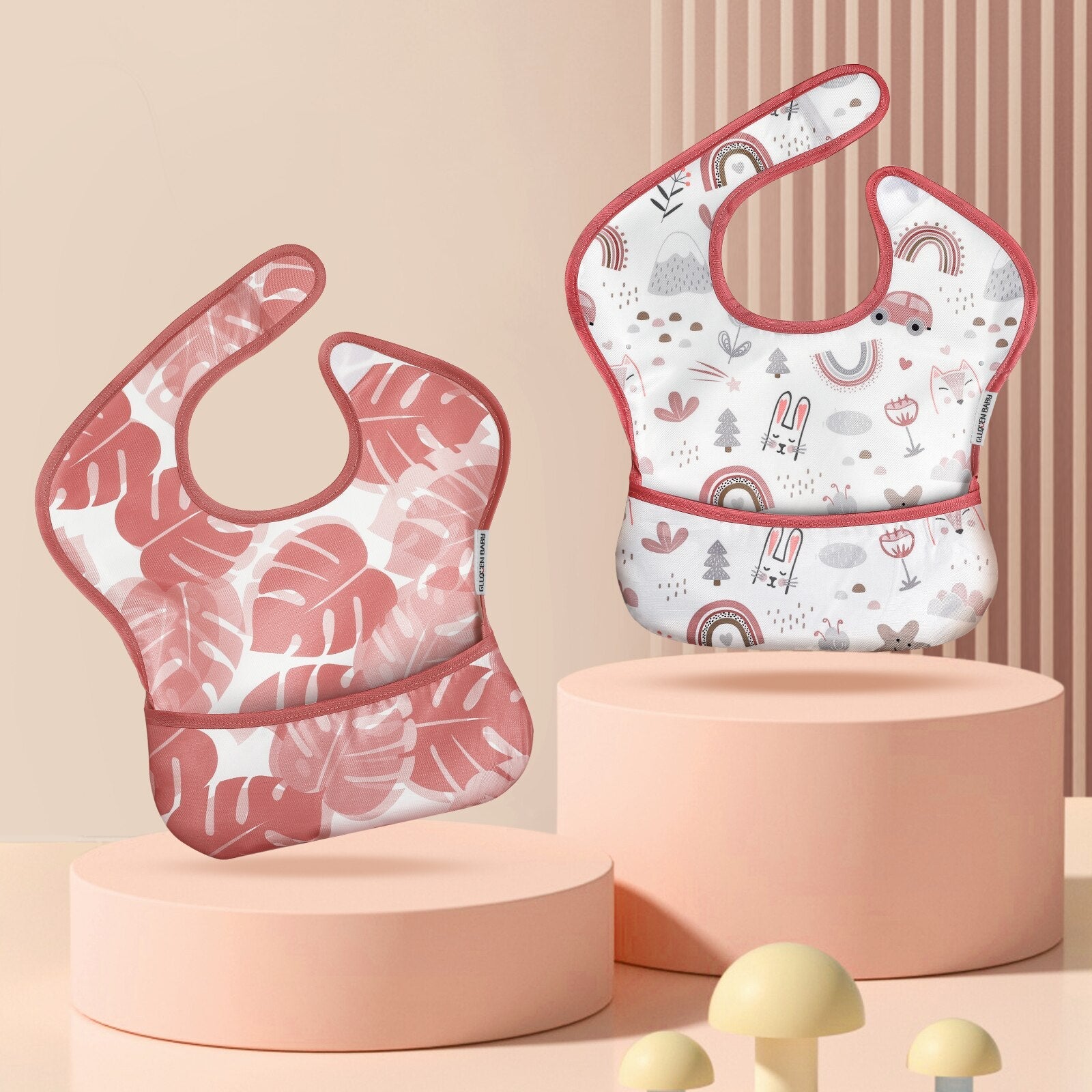 2Pcs Waterproof Cartoon Bibs/Feeding Bibs for Baby childrensterritory