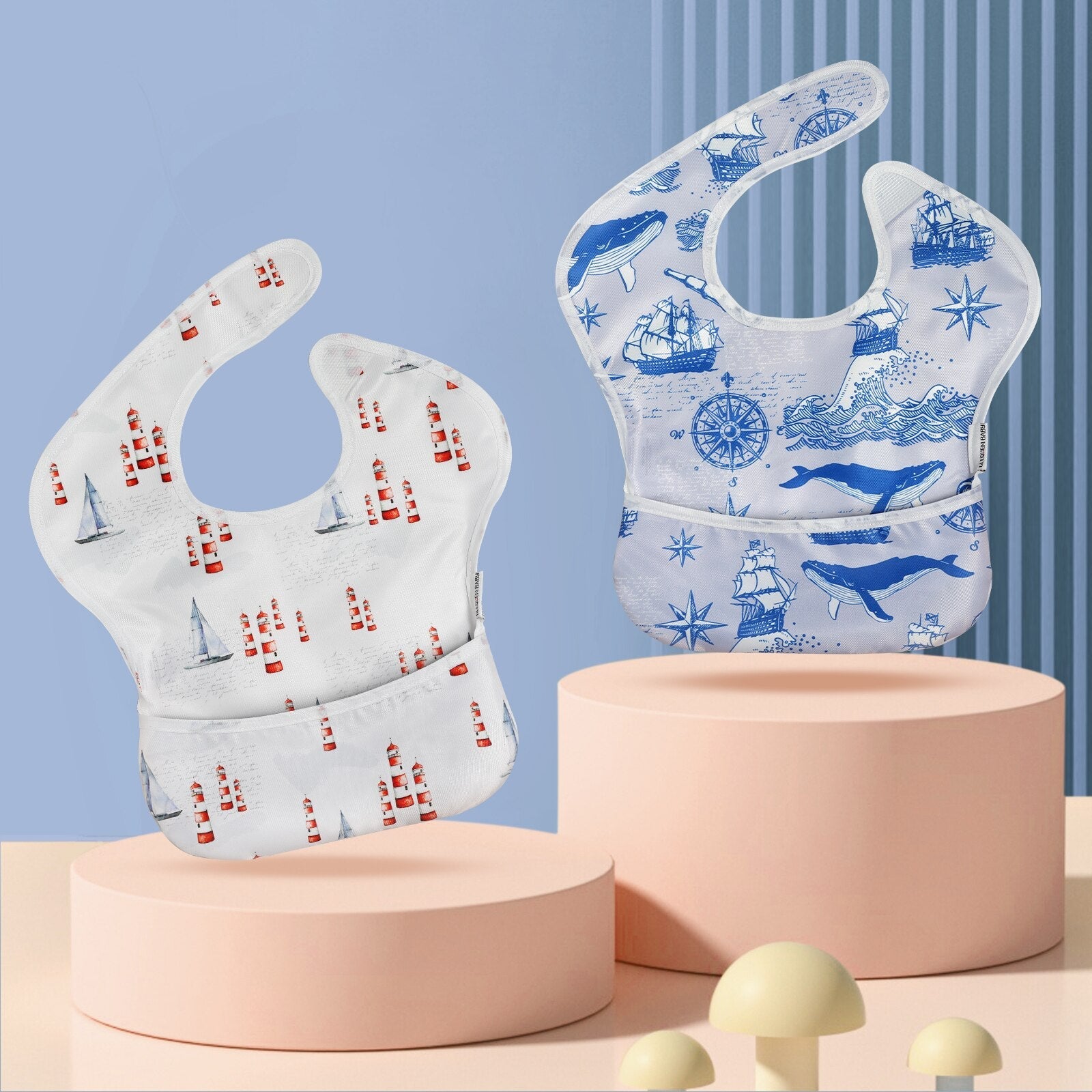 2Pcs Waterproof Cartoon Bibs/Feeding Bibs for Baby childrensterritory