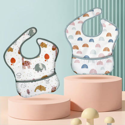 2Pcs Waterproof Cartoon Bibs/Feeding Bibs for Baby childrensterritory
