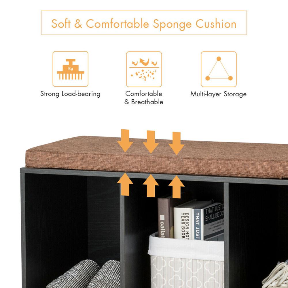 3-Cube Storage Box Organizer/Shoe Bench w/ Padded Cushion childrensterritory