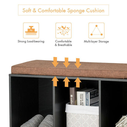 3-Cube Storage Box Organizer/Shoe Bench w/ Padded Cushion childrensterritory