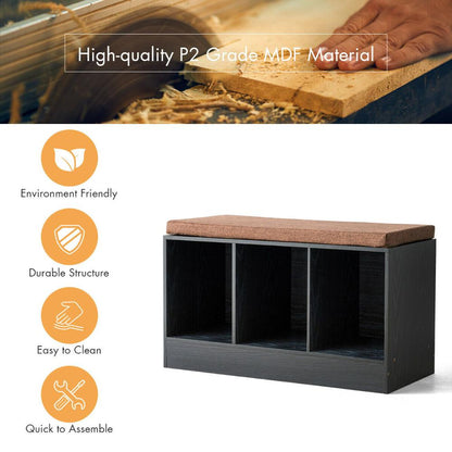 3-Cube Storage Box Organizer/Shoe Bench w/ Padded Cushion childrensterritory