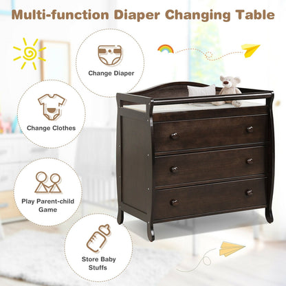 3 Drawer Baby Changing Table w/ Safety Belt childrensterritory