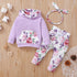 3 Piece Infant Girls Floral Hooded Clothes Set childrensterritory