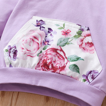 3 Piece Infant Girls Floral Hooded Clothes Set childrensterritory