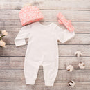3Pcs Newborn Baby Girl Bodysuit +Hat +Headband Set childrensterritory