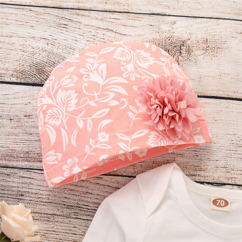3Pcs Newborn Baby Girl Bodysuit +Hat +Headband Set childrensterritory