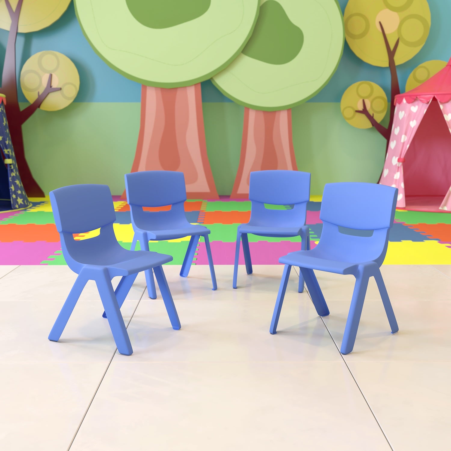 4 Pack Plastic Stack-able School Kids&
