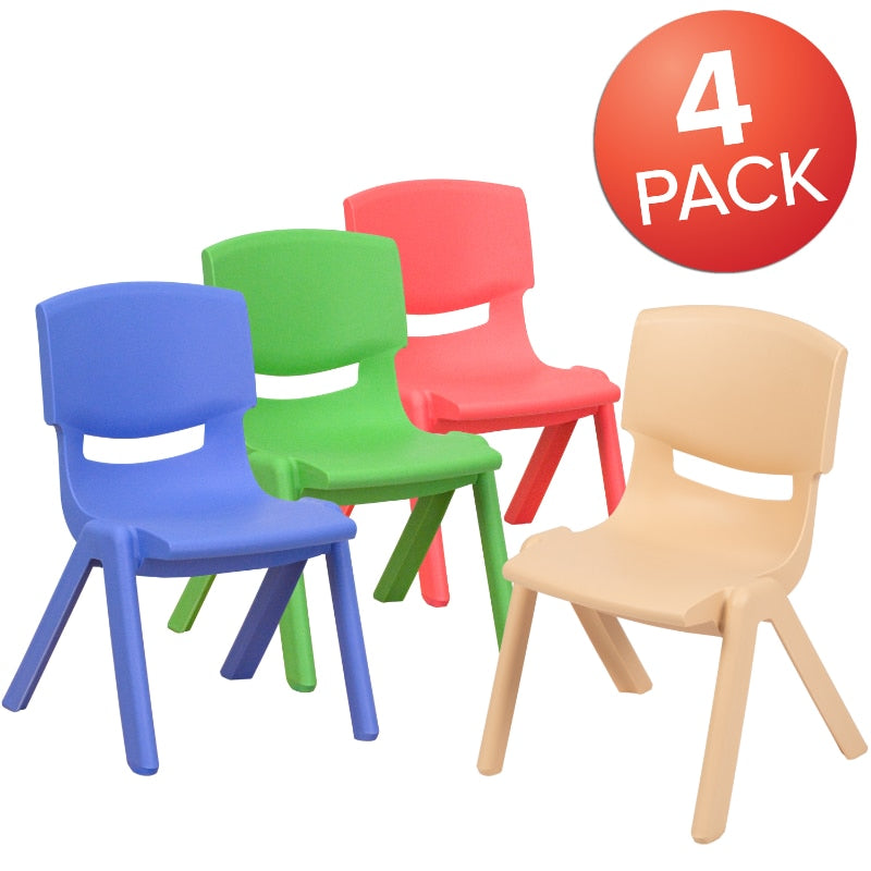 4 Pack Plastic Stack-able School Kids&