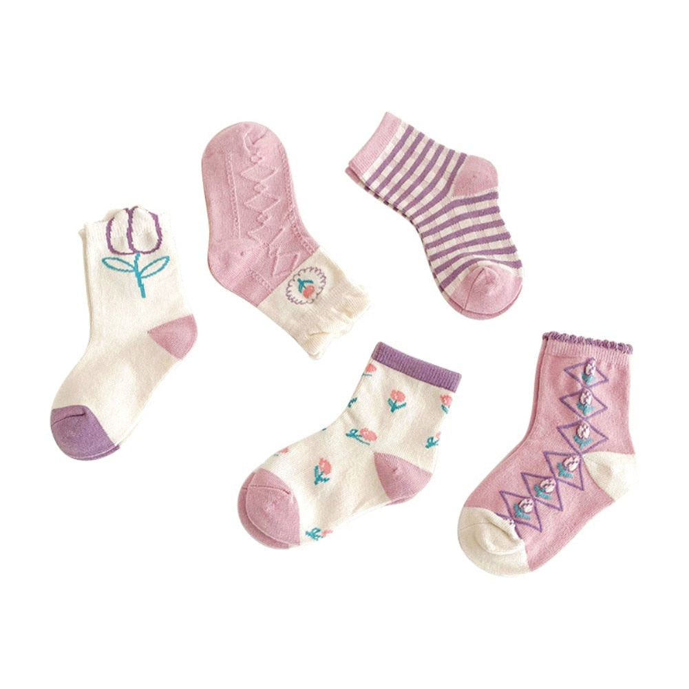 5 Pairs/lot Cotton Boys Girls Soft Socks for1-12 Years childrensterritory