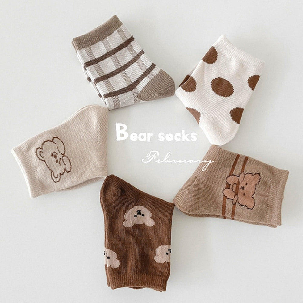 5 Pairs/lot Cotton Boys Girls Soft Socks for1-12 Years childrensterritory