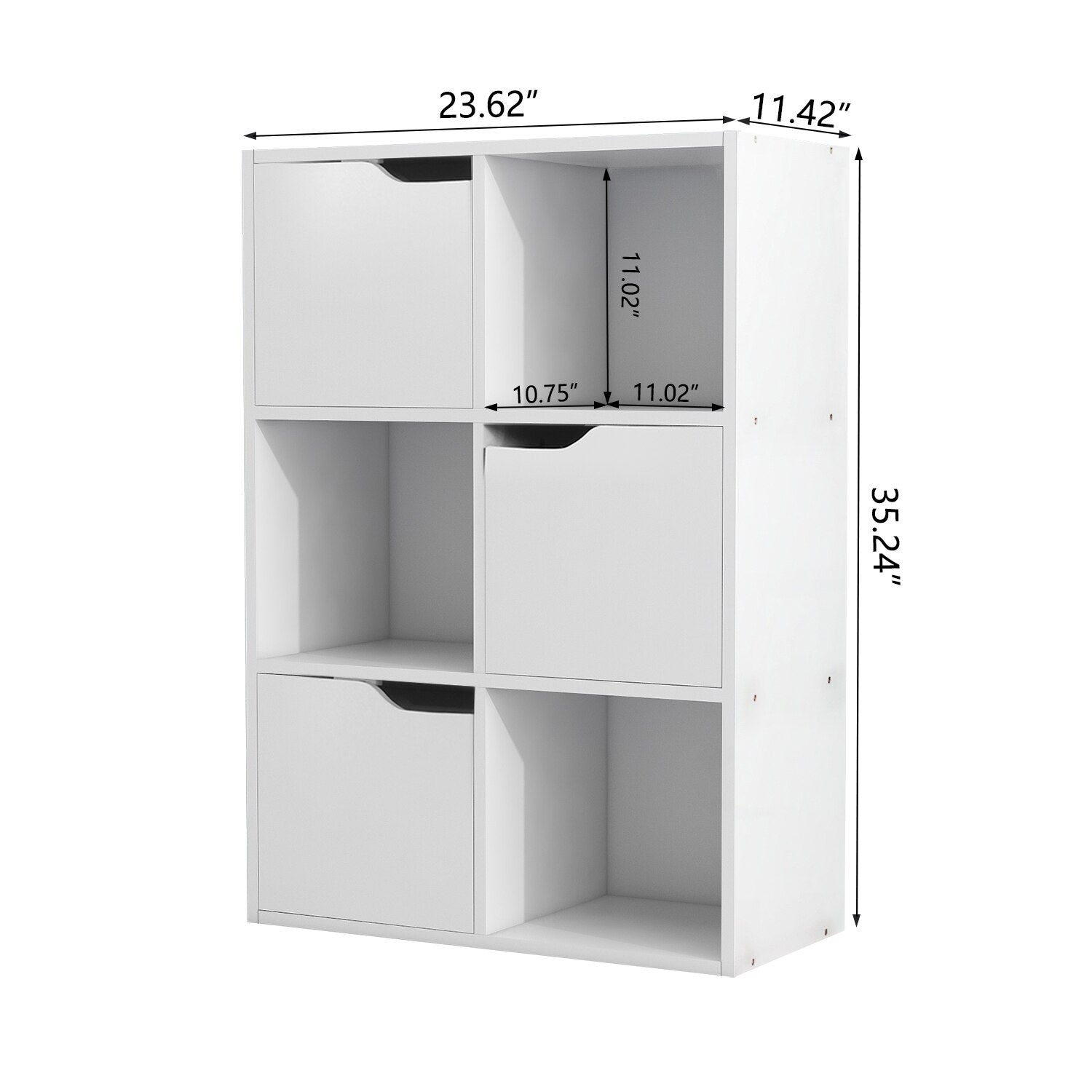 6 Cube Bookcase 3 Cabinets with Doors &amp; 3 Open childrensterritory