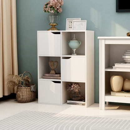 6 Cube Bookcase 3 Cabinets with Doors &amp; 3 Open childrensterritory