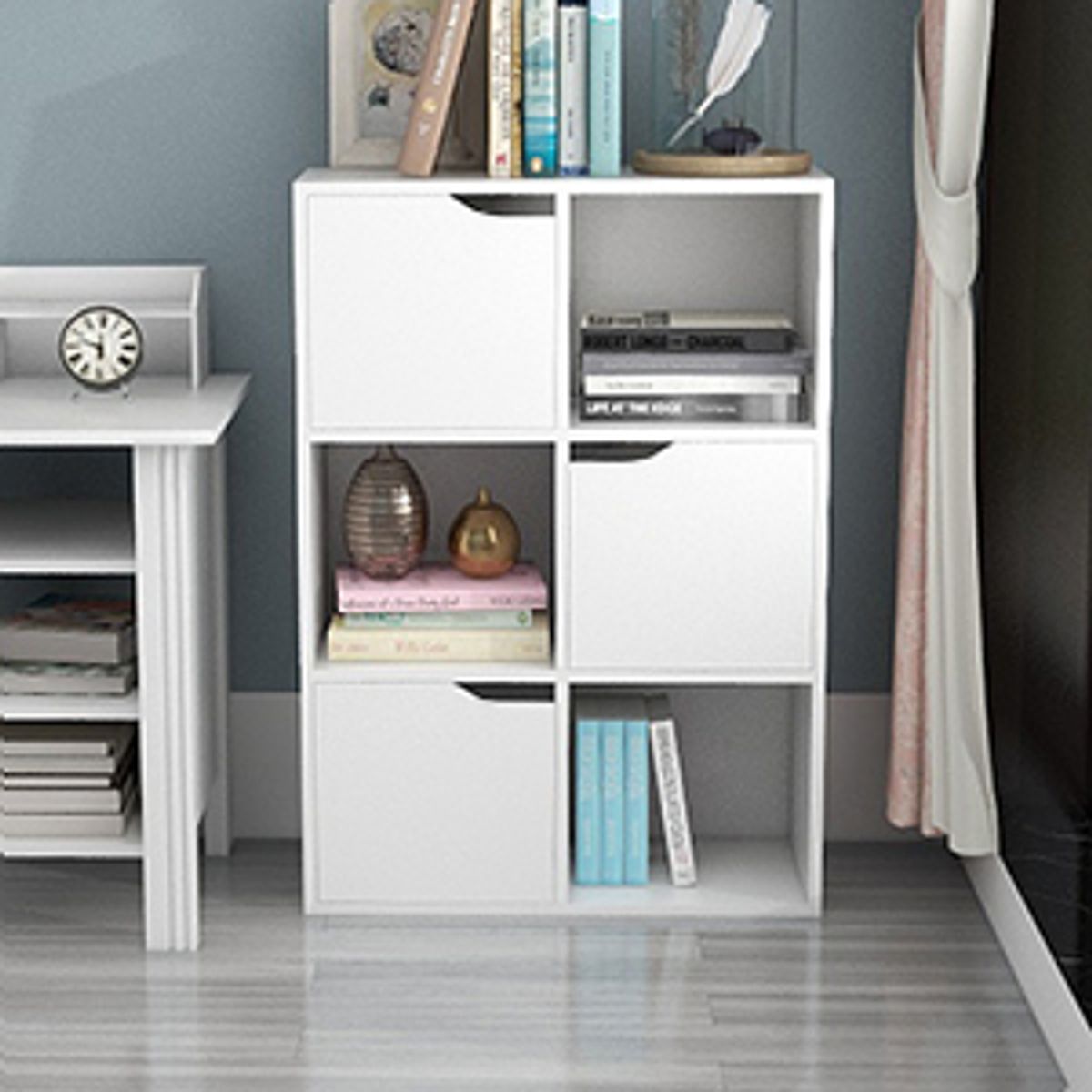6 Cube Bookcase 3 Cabinets with Doors &amp; 3 Open childrensterritory