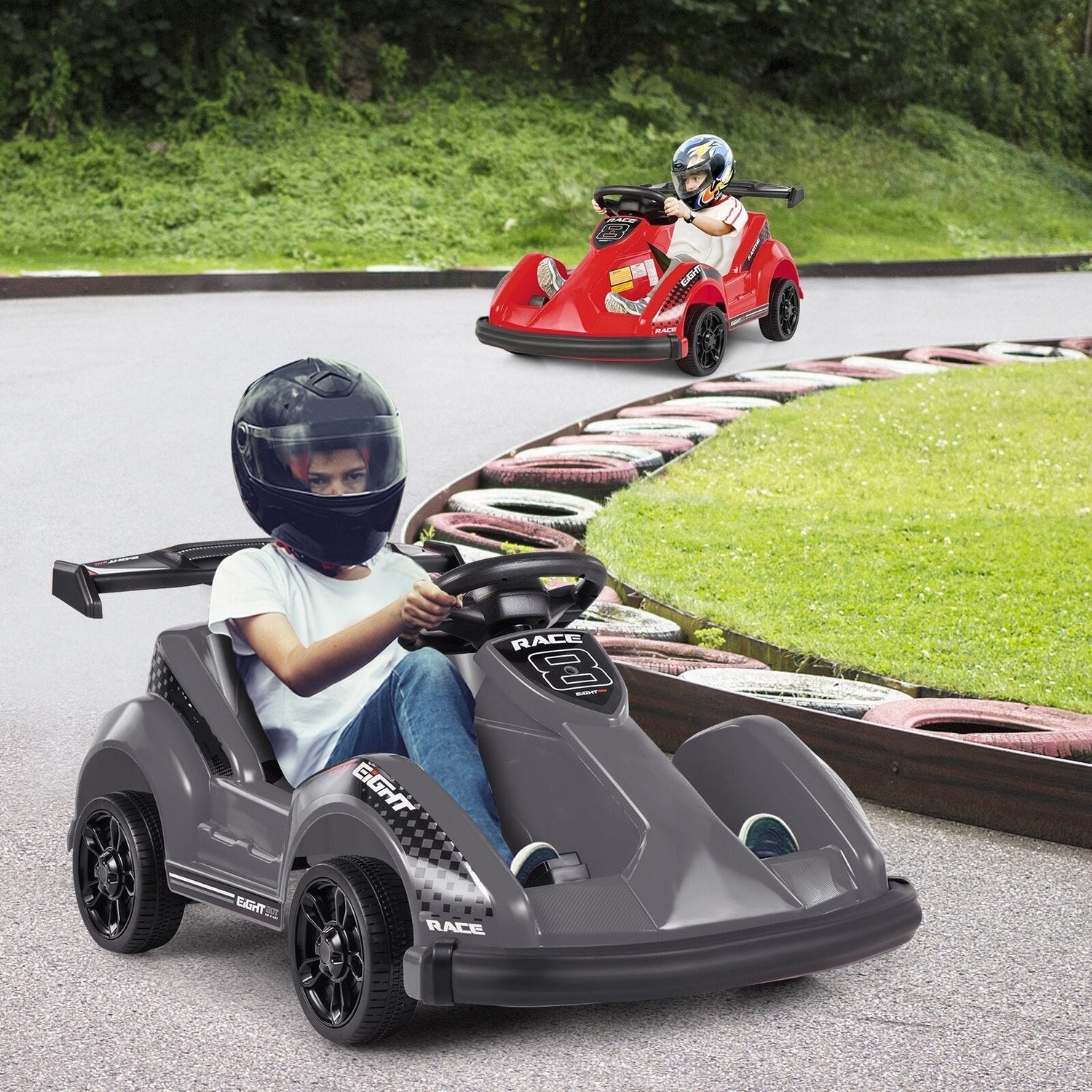 6V Battery Powered Kids Ride On Racer w/ Bumper &amp;amp; Music childrensterritory