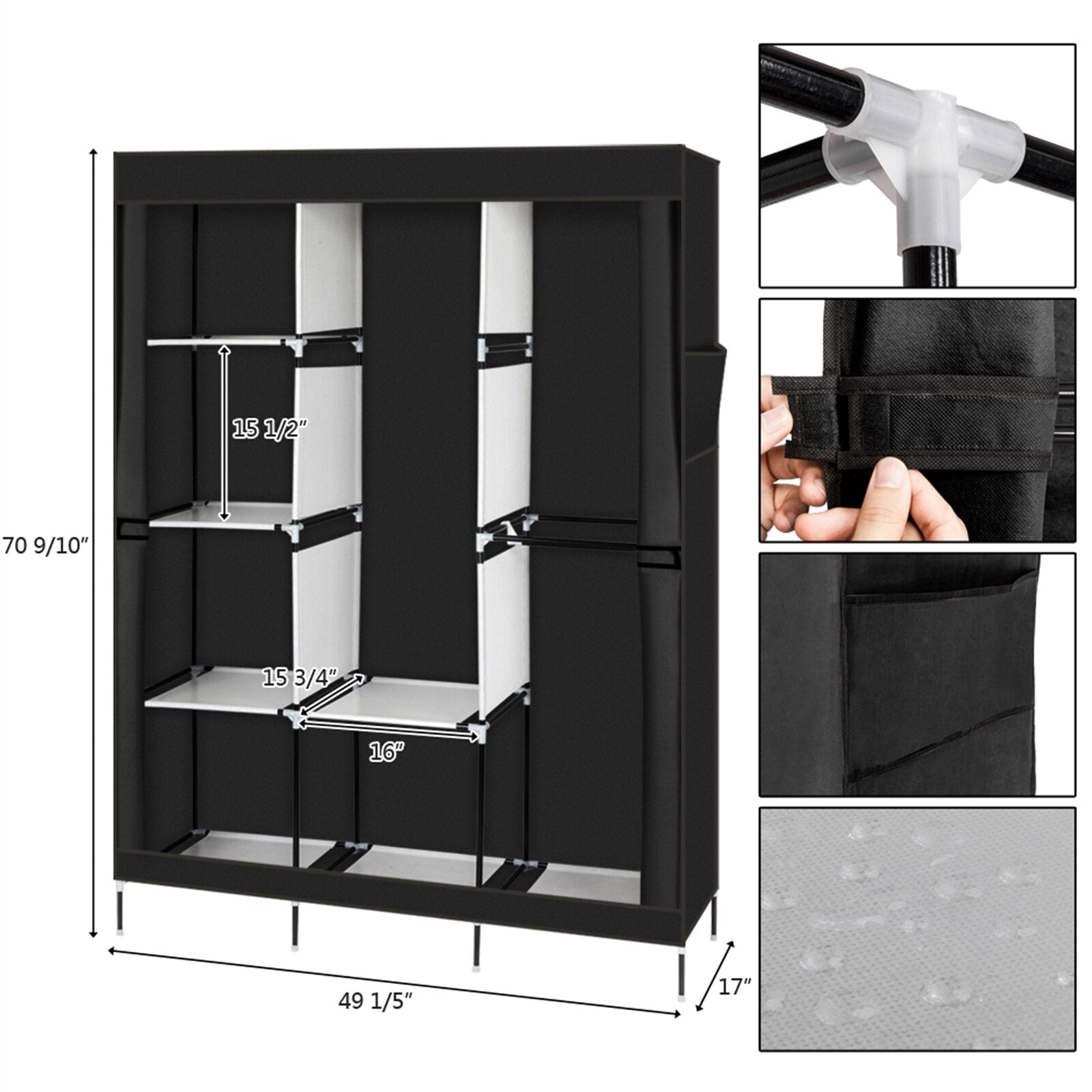 71" Portable Storage Closet/Wardrobe with Shelf childrensterritory