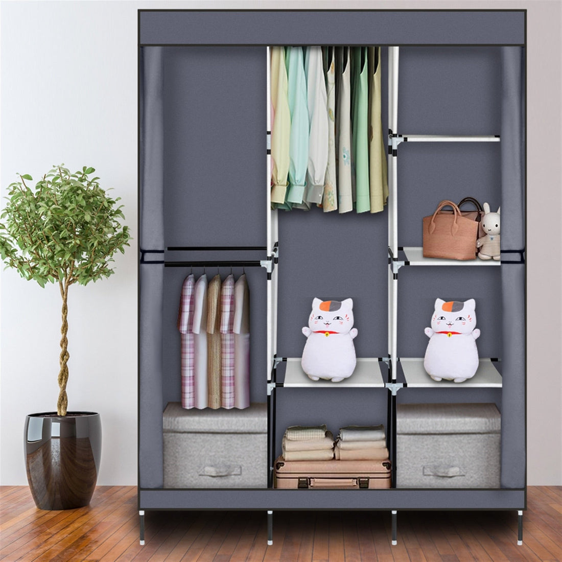 71" Portable Storage Closet/Wardrobe with Shelf childrensterritory
